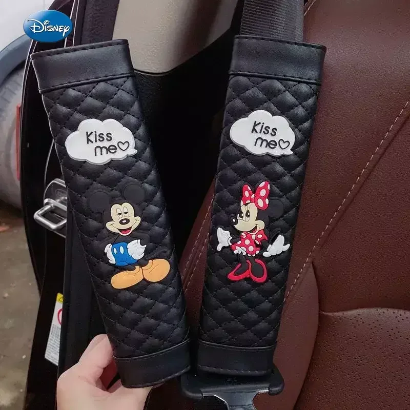 

Disney Cute Car Ice Silk Seat Belt Cover Genuine Leather Cartoon Seat Belt Cover Car Interior Shoulder Pad Car Decoration