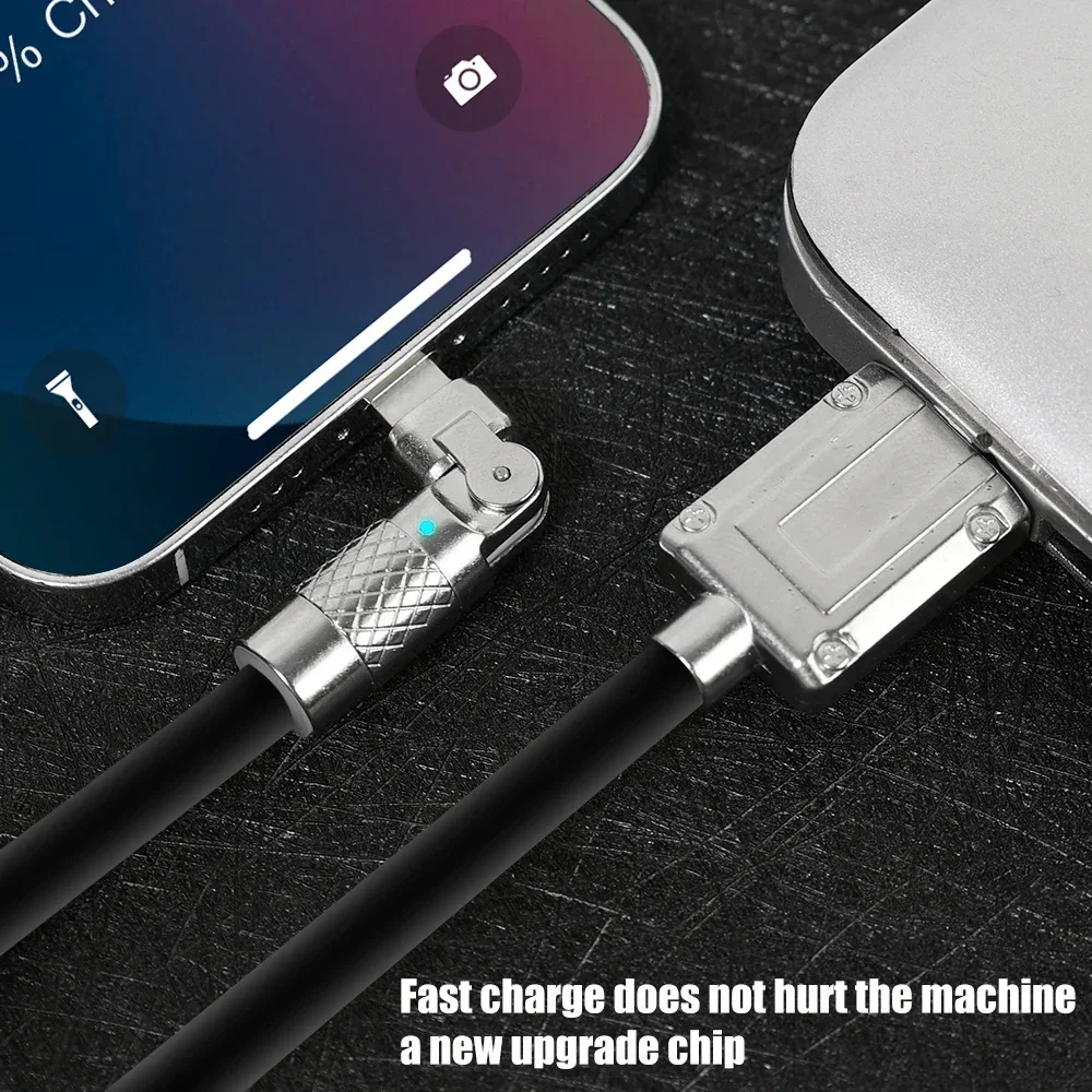 120W 6A Super Fast Charging Micro USB Data Cables 180 Degree Rotatable Zinc Alloy Sturdy Cellhone Micro USB Charger Wire Cord