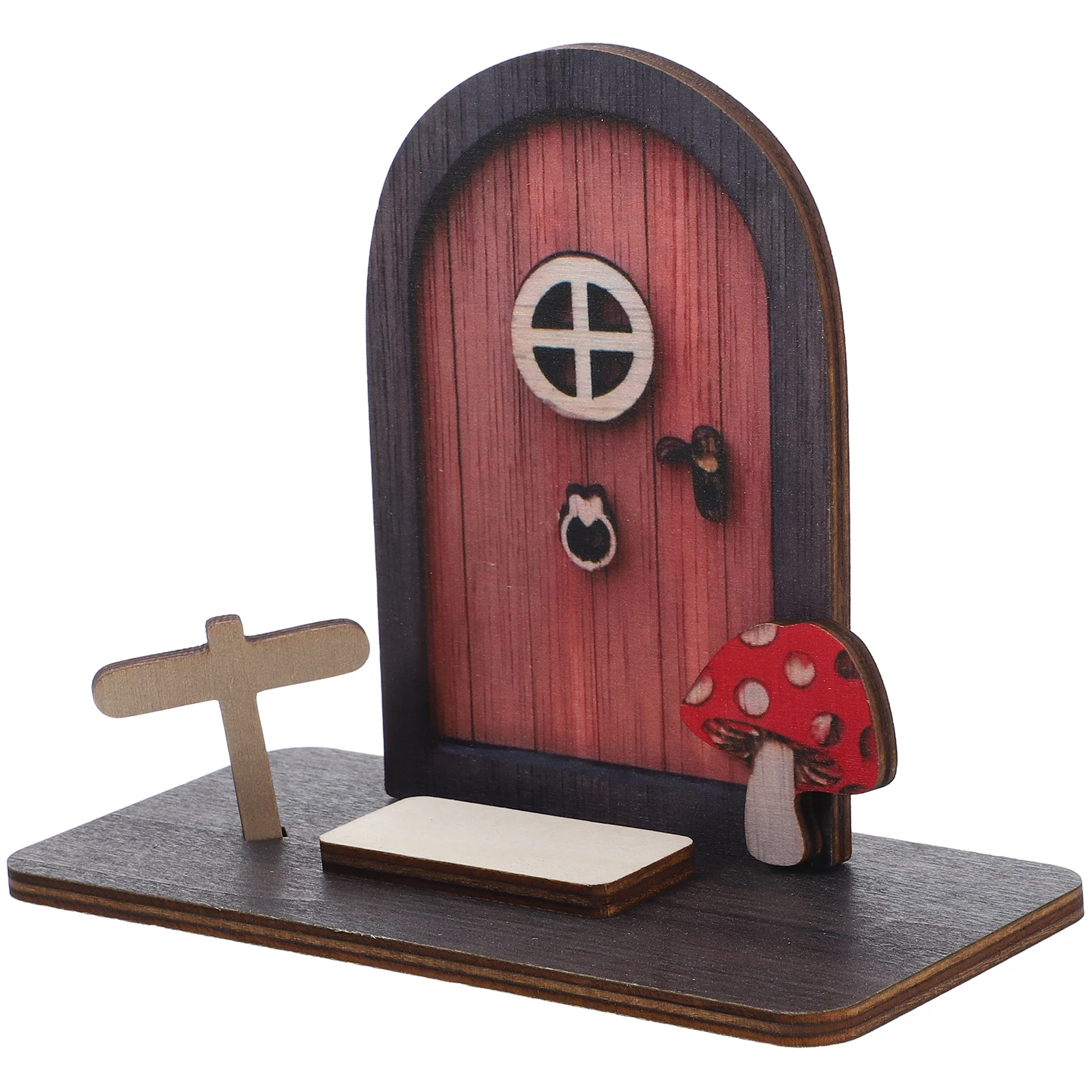 

Mushroom Elf Door Ornaments Garden Fairy Decoration Wooden Miniature for Tree