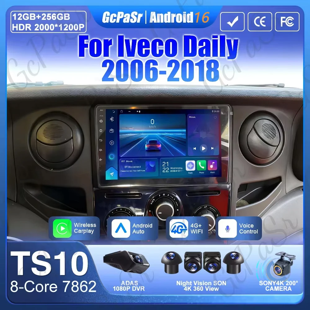 Android 16 Carplay For Iveco Daily 2006-2018 Video Car Radio GPS Navigation Car Monitor Autoradio No 2din Screen GPS DVD Video