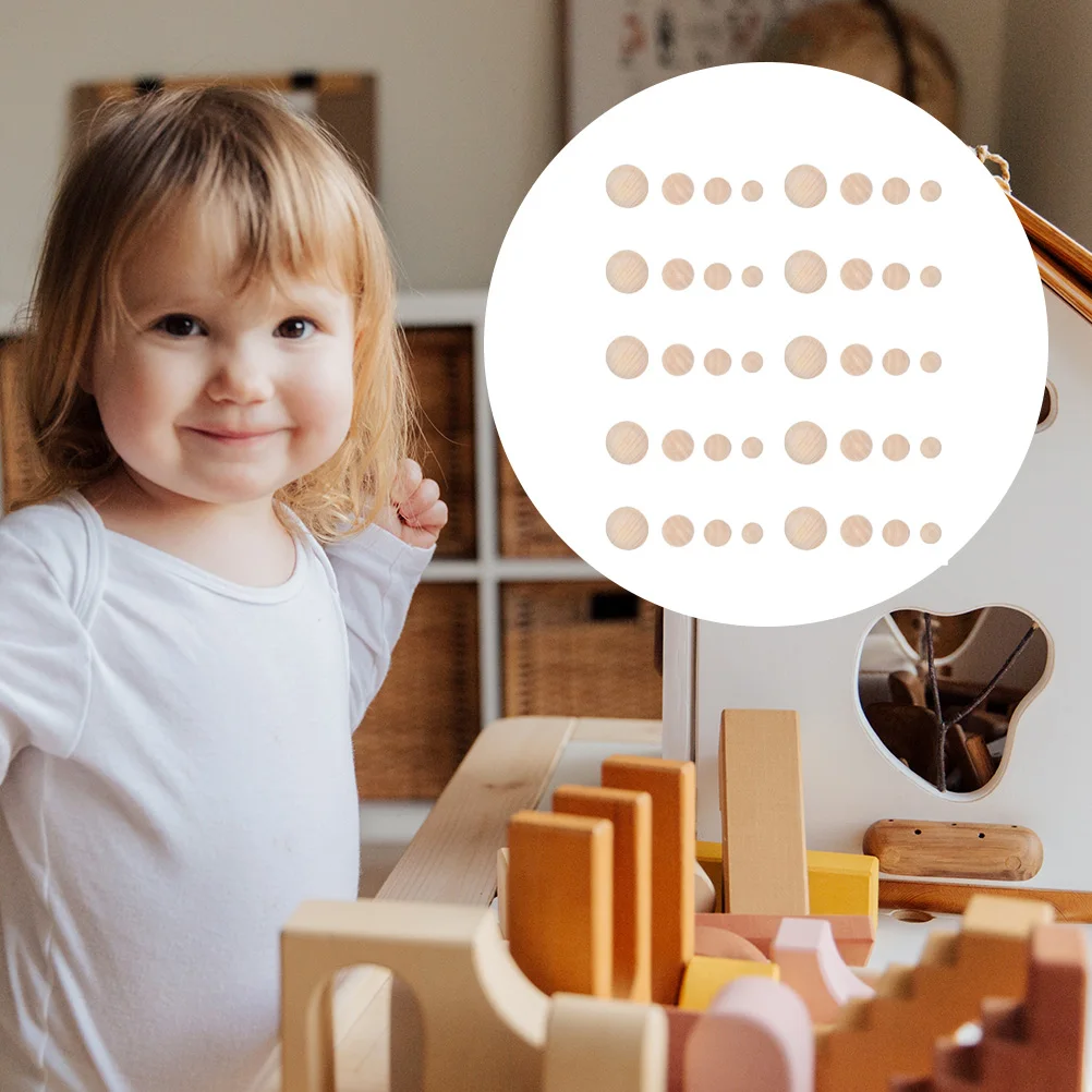 40 pçs hemisférios de madeira natural metade redonda bolas suaves diy artesanato suprimentos para crianças projetos criativos inacabado meio redondo