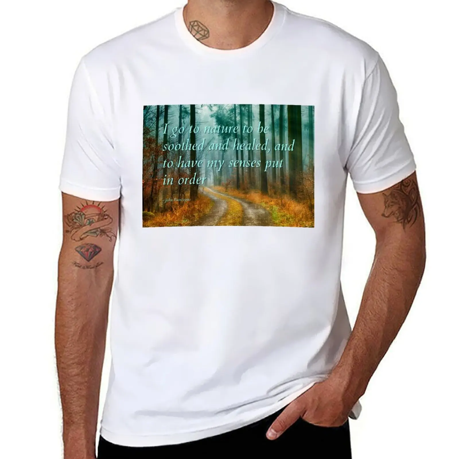 

Футболка I go to Nature to be Soothed and Healed, хлопковая футболка, футболки с принтом для мужчин, мужская футболка с рисунком, футболка