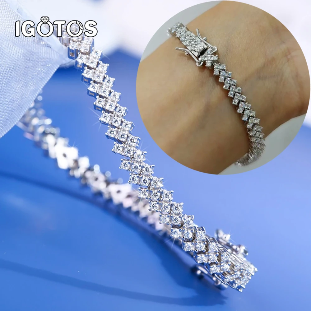 

Full Moissanite Tennis Bracelet for Women Men 1.5mm Lab Diamond Hand Chain 925 Sterling Silver Bracelet Jewelry with Certificate