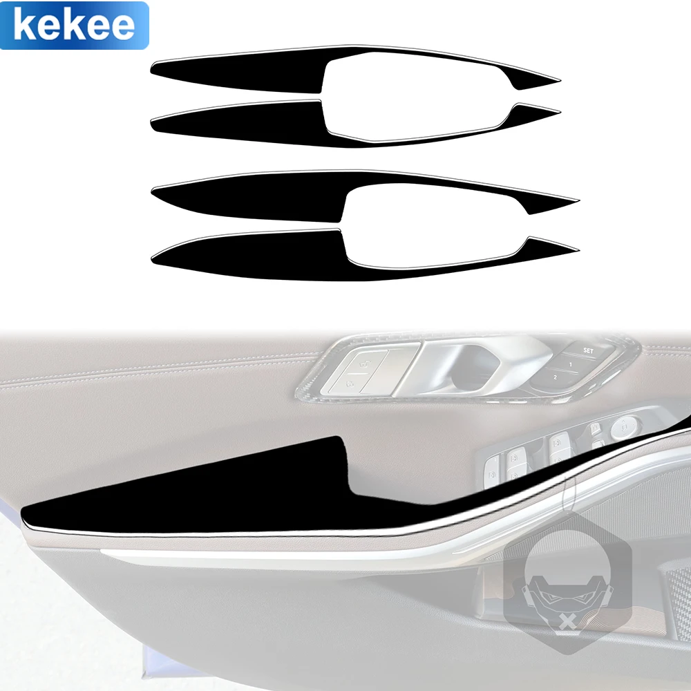 

For BMW 3 Series G20 G28 325li 330d 335 2019-2021 Door Armrest Panel Tuning Soft Piano Black Sticker Car Interior Accessories