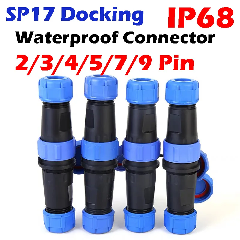 5Sets SP17 IP68 Waterproof Connector Male Plug & Female Socket 2/3/4/5/7/9 Pin Docking Panel Mount Wire Cable Connector Aviation