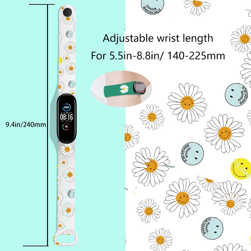 Print Strap for Xiaomi Mi Band 7 bracelet Sport silicone wristband Xiaomi Miband 3 4  wriststrap correa Mi band 5 6 4 7 strap