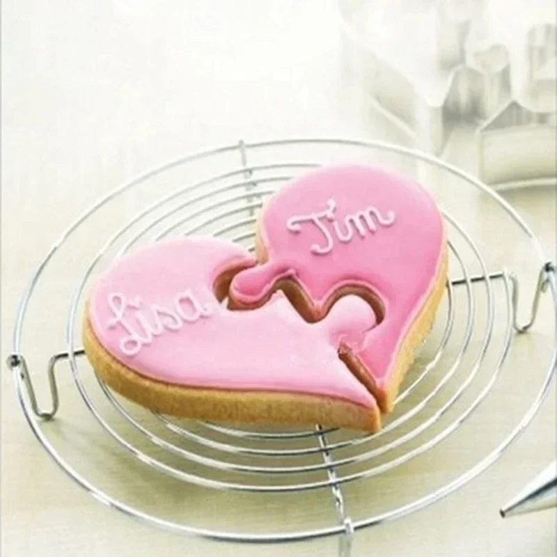 2Pcs Left And Right Love Heart Cake Cookie Mold Valentines Day Use Cake Decorating Tools Kitchen Accessories Wholesale