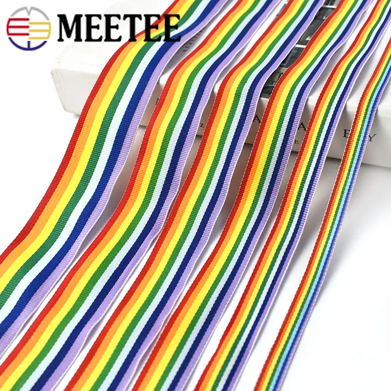 20Yards Meetee 10-38mm Rainbow Nylon Webbing Strap Band Decor Ribbon Backpack Tape Belt Clothes DIY Sewing Material Accessories