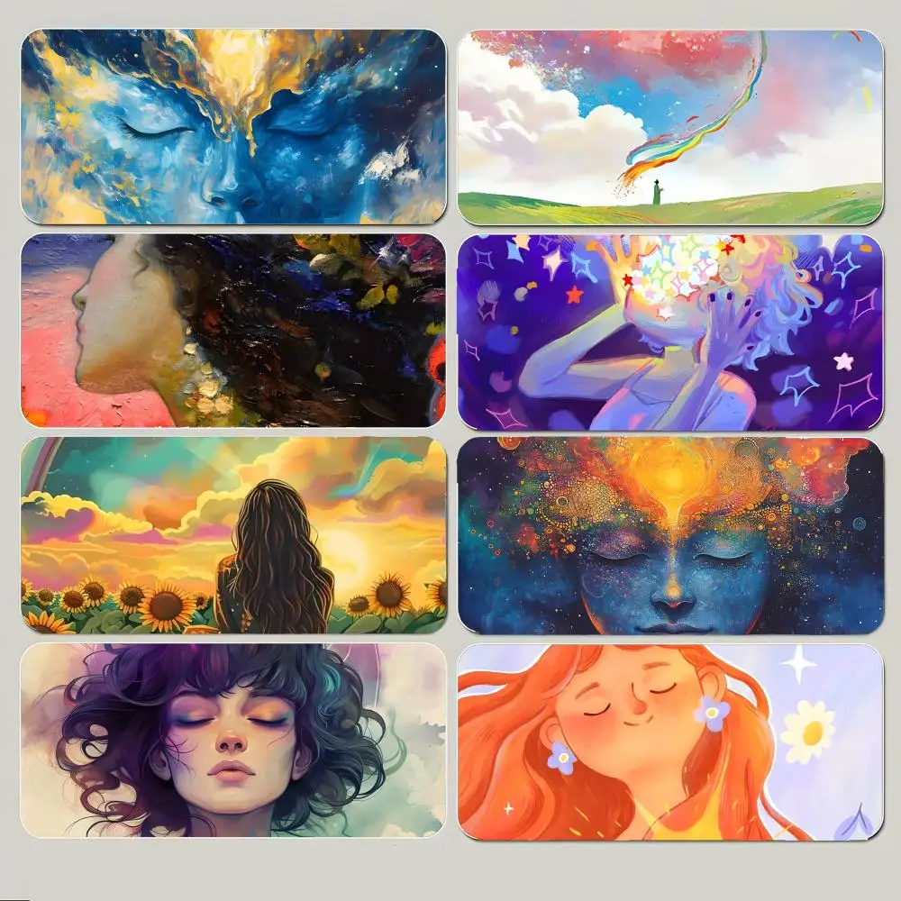 Headspace B-Bright and healing Art Headspace Mouse Pad Large Gaming Mousepad with Thick Stitched Edge Non-Slip Desk Mat