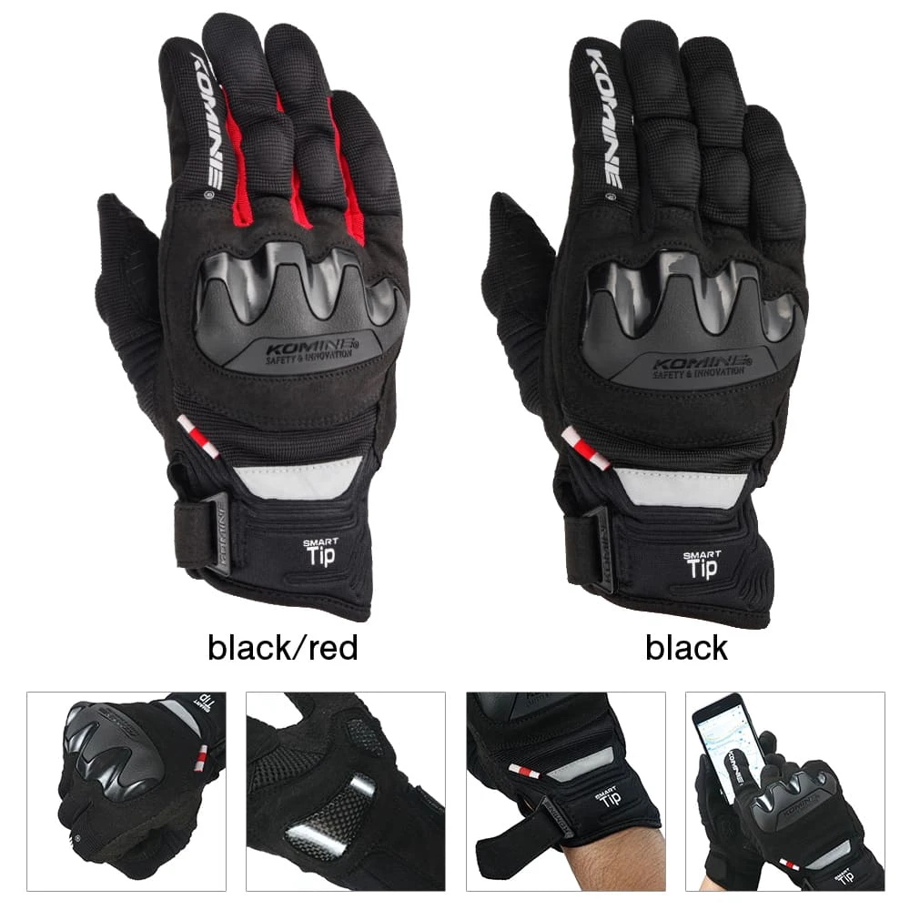 

Men Komine GK220 Motorcycle Gloves Black Racing Motorbike Road Race Glove 4 Season Moto Guante