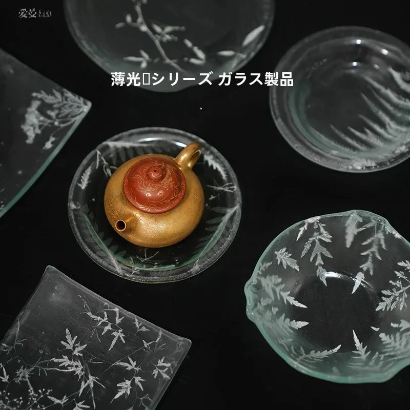 

Iman Tea Life Maple adow | Thin Light Series Plant Glass Holder Pots Collection Handmade Bamboo Texture Glass Accories