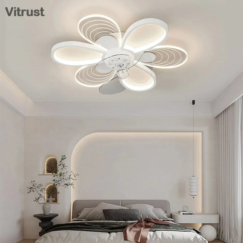 

Ceiling Fan with Lights Modern Bladeless Ceiling Fan with Remote Control 6 speeds Indoor Low Profile Flush Mount Ceiling Fan