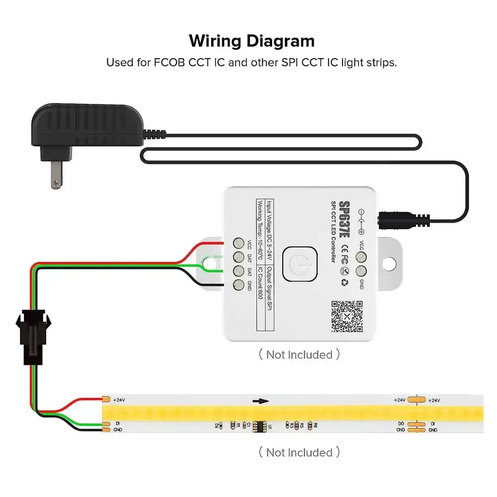 Imagem -04 - App Controla Temperatura e Brilho Ajustáveis da Cor Dc524v Sp637e Spi Cct Conduziu o Controlador