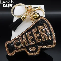 Cheer Up Letter Word Full Crystal Key Chain for Women Men Gold Color Alloy Rhinestone Keyrings Jewelry Gift Accessories K5115S03