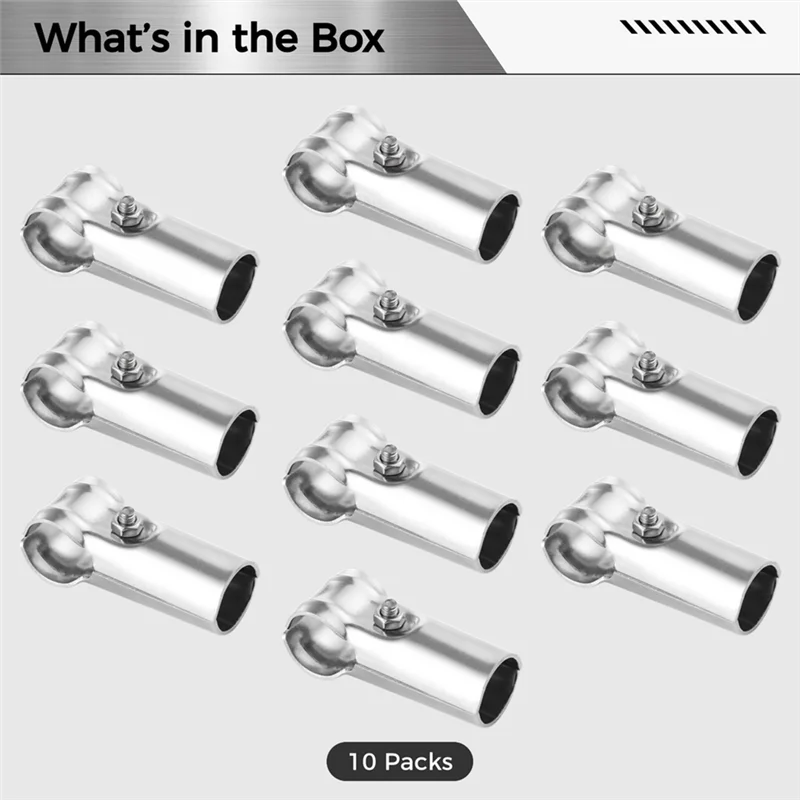 

ABWP-10 Packs T Pipe Clamps Heavy-Duty 201 Stainless Steel T Pipe Connectors Tee Chain Link Fence End Rails Clamps