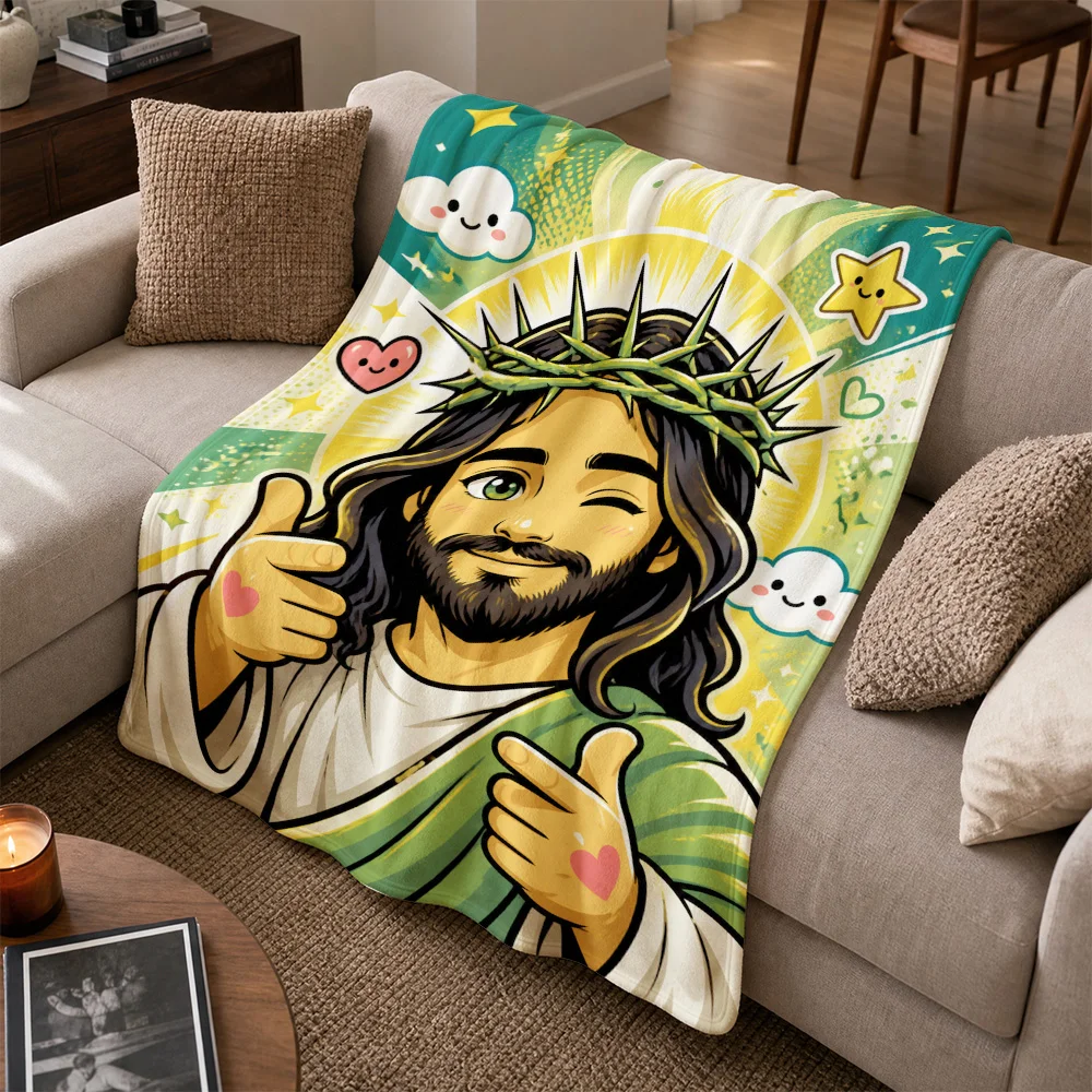 Spiritual Jesus Christ Crown of Thorns Throw Blanket Cozy Sofa Decor Religious Christian Gift Fleece Couch Cover for Living Room