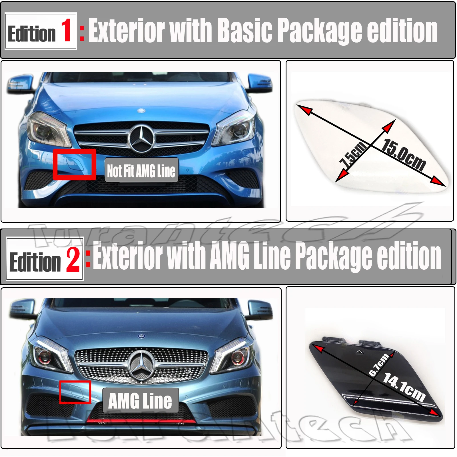 A1768851022 Fit 13-15 Mercedes A W176 AMG Package edition A160 A170 A180 A200 A220 A250 Front Tow Hook Cover
