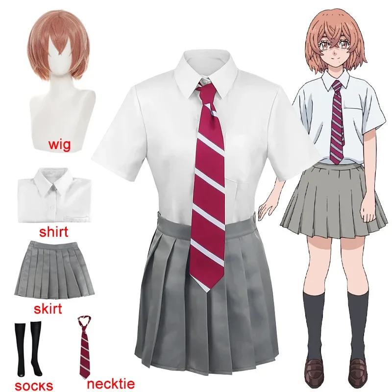 AA★COS Anime Tokyo Revengers Tachibana Hinata Cosplay Costume Wigs Women JK School Uniform Outfits Suit Wig Halloween New 2025
