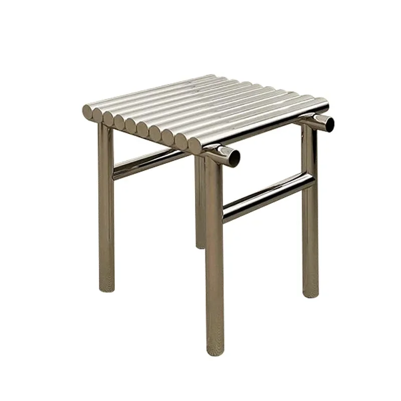 

Nordic stainless steel metal bench living room porch shoe changing stool silver bedroom