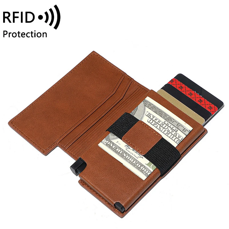 

RFID Blocking card holder,automatic bottom push spring card,wallet for man&women,tote bag,handbag,billeteras de hombres,carteras