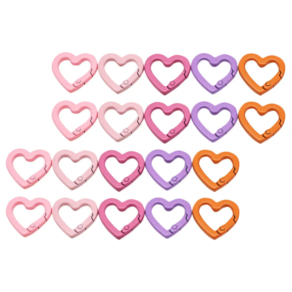 

20pcs Heart Shape Spring Clasp Zinc Alloy Keychain Snap Hook Carabiner Clip for DIY Jewelry Accessories Bags Charm Metal Hooks