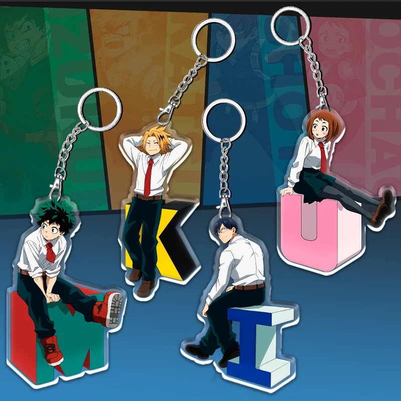 12cm My Hero Academia Acrylic Cute Keychain Student Backpack Key Accessories Anime Peripheral Accessories Children's Gifts