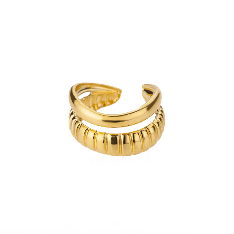 Klassische Twist Kette Offene Ringe Für Frauen Zirkon Edelstahl Geometrische Twist Gewickelt Paar Ring Hochzeit Ästhetischen Schmuck