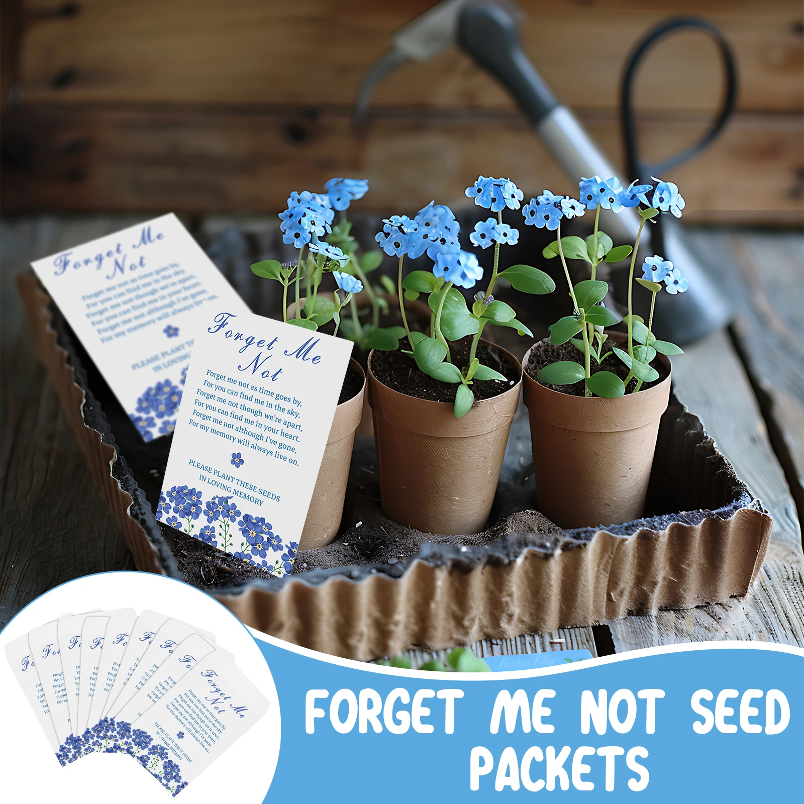 100 Pcs Forget Me Not Seeds Packets Favors For Funerals Memorial Favours For Guests - Not Include Seeds - Forget Me Not Seeds En