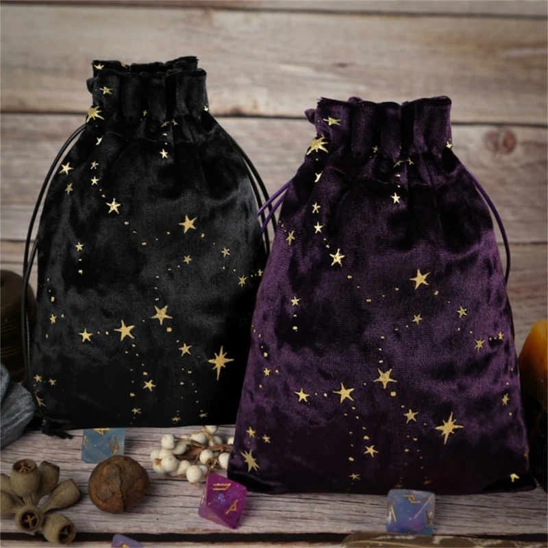 Velvet Star Moon Tarots Oracle Cards Storage Bag Runes Constellation Witch Divination Accessories Jewelry Dice Bag Board Game