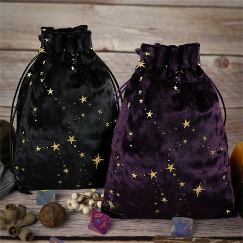 Imagen 1 del producto Bolsa de almacenamiento de tarjetas de oráculo, Tarots de Luna y estrella de terciopelo, runas, constelación, bruja, accesorios de adivinación, joyería, bolsa de dados, juego de mesa