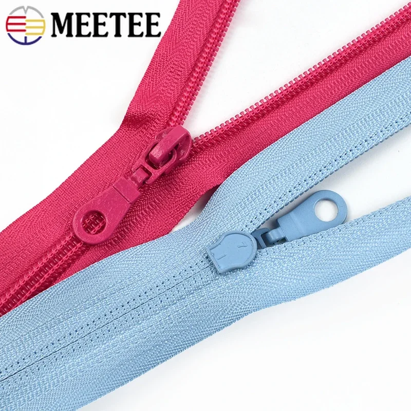10Pcs Meetee 5# 70cm/80cm Nylon Zipper Single Open-End Auto Lock Zips for Jacket Sportswear Sew Zippers DIY Garment Zip Material