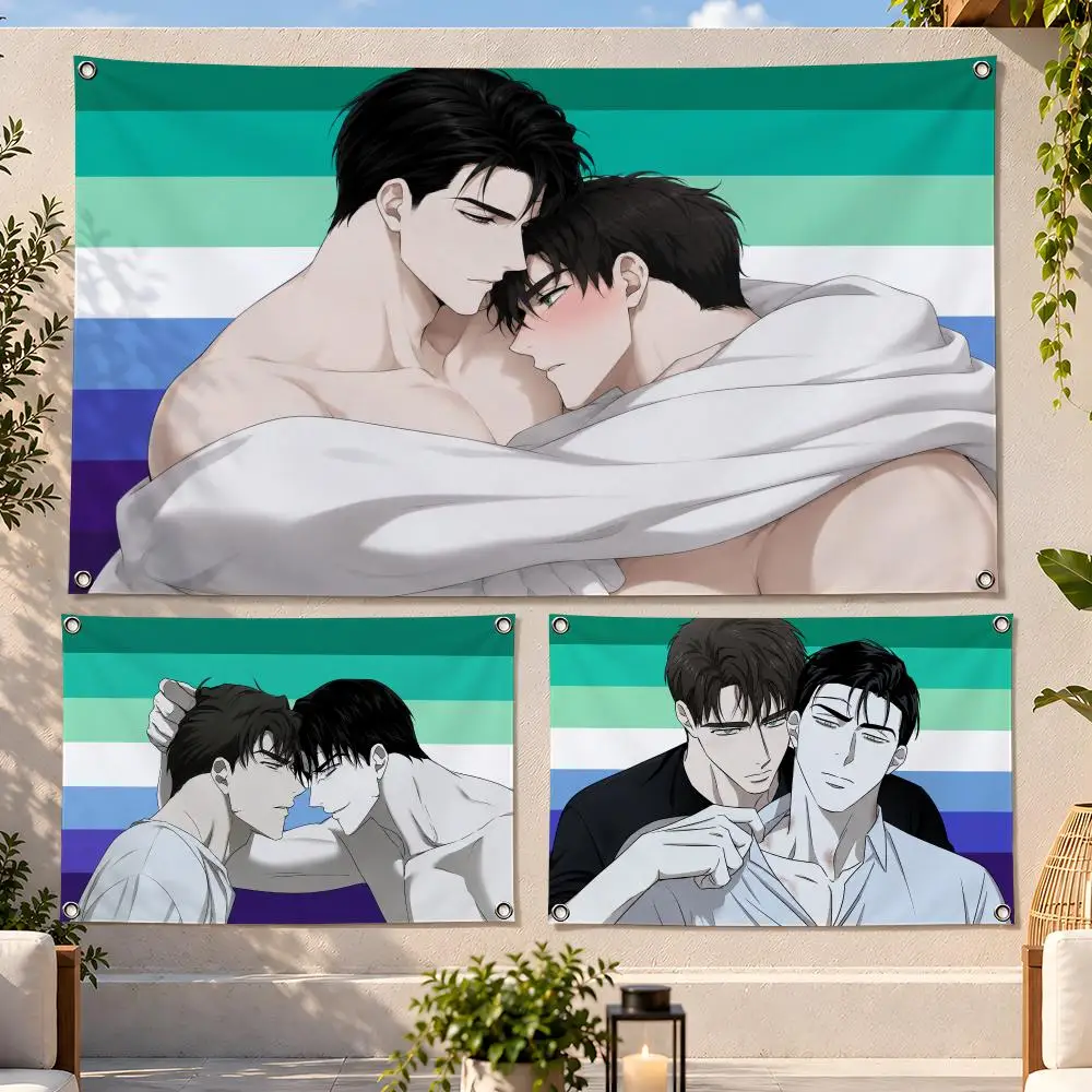 Manhwa BL Greenlight Jin x Matthew Flags Fan Flag Banner Wall Hanging Outdoor Yard Camping Dorm Garage Party Home Decor Gift
