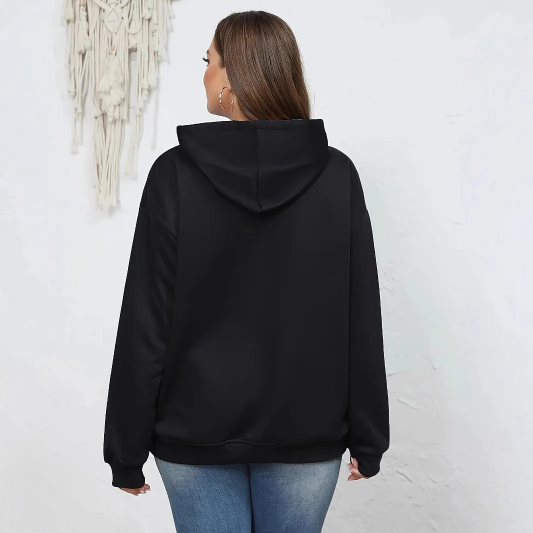 2026 Felpa con cappuccio in pile da donna nuova Stampa inglese Pullover caldo oversize Felpa con cappuccio casual primavera/autunno