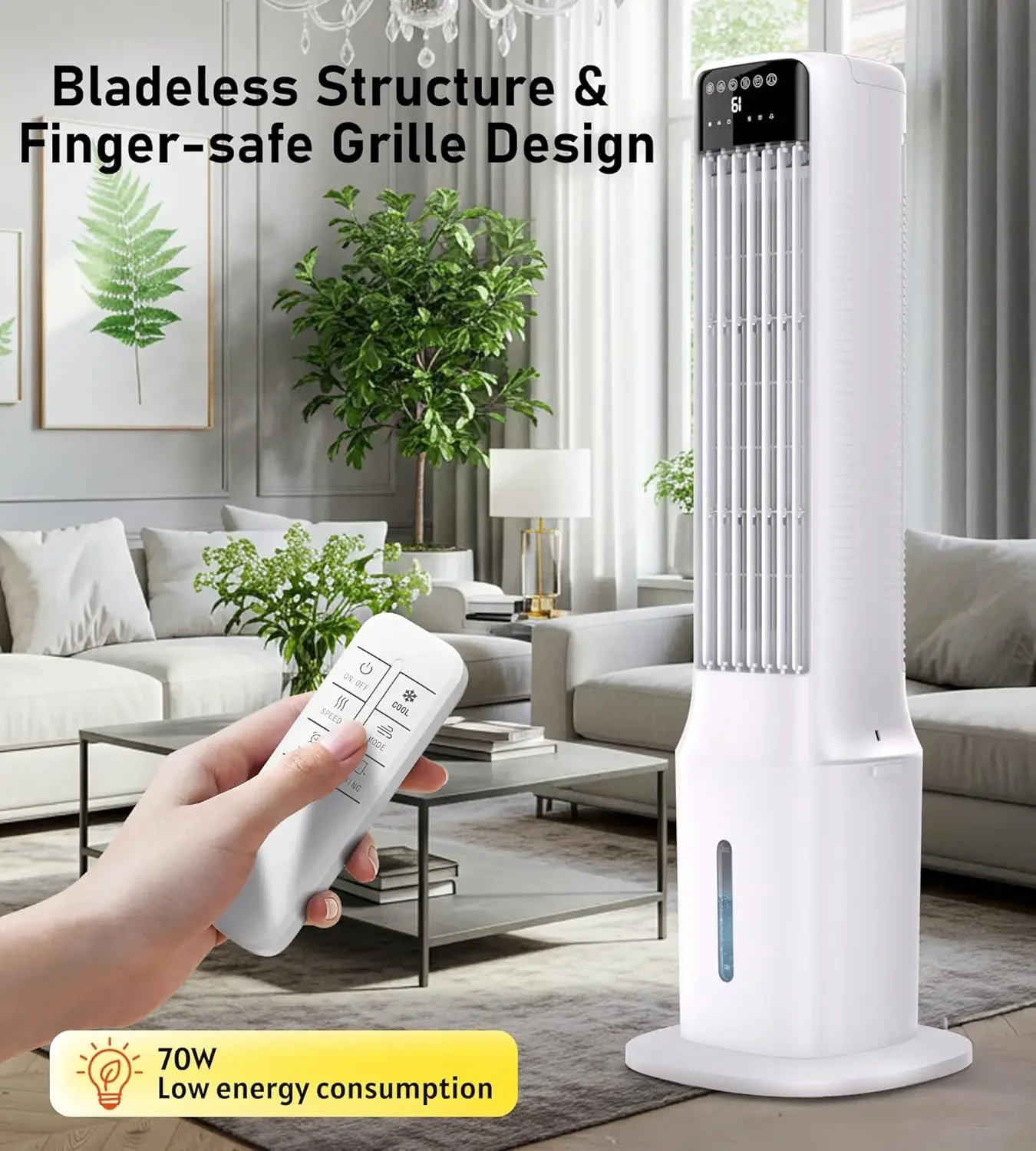 Swamp Cooler Air Conditioner, Evaporative Air Coolers with 120° Oscillating, Windowless Portable Cooling Fan