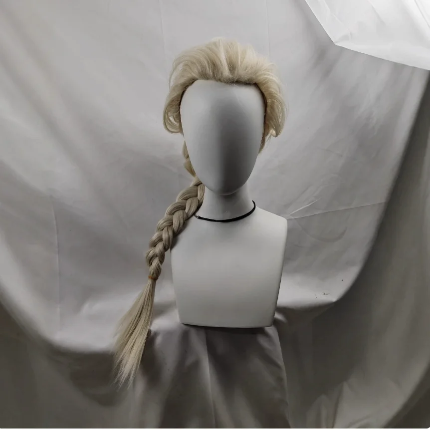 

Elsa Princess Character Wig Ball Evening Dress Match Headwear Widow's Peak Braid Headgear Anime Frozen Anna Princess Role Wig