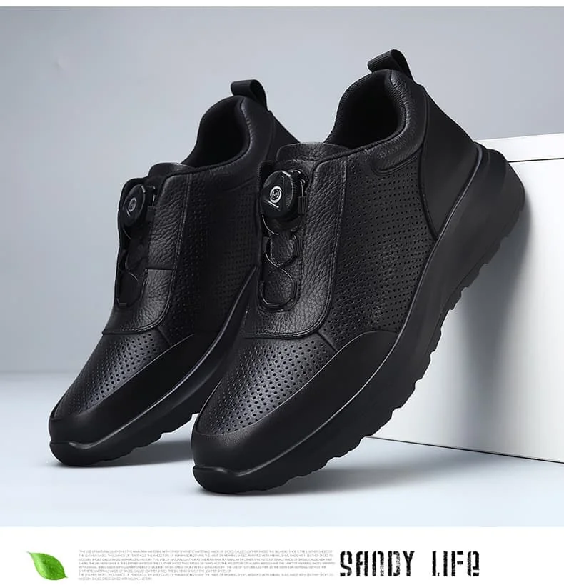 Sportliche Freizeitschuhe für Herren mit Automatikschnallen, bequeme Pendler-Schuhe, mehrlagiges Rindsleder, höhenvergrößerndes Innendesign – Detail 29