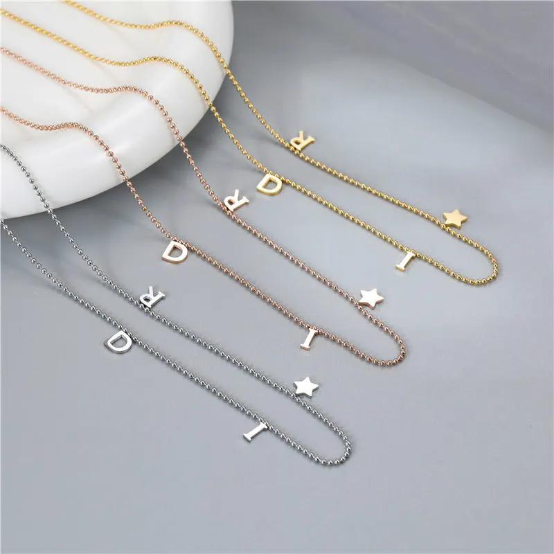 Creative Letter Titanium Steel Necklace/Bracelet 18K Gold Plated Waterproof Hypoallergenic Jewelry Suitable for Women Girls Gift