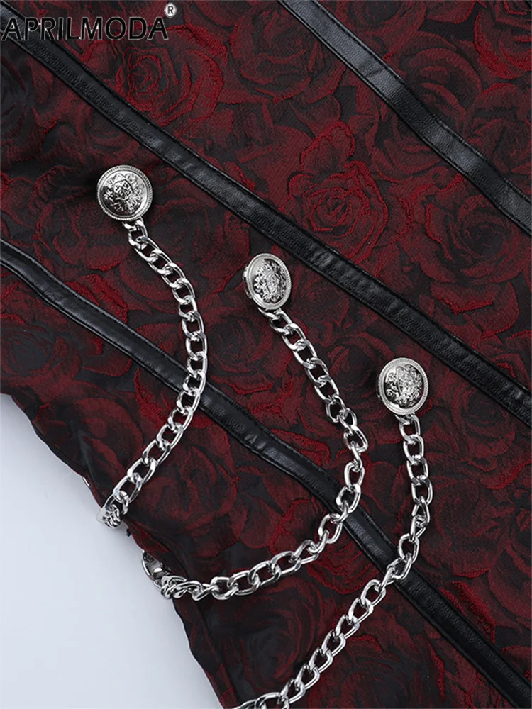 Red Black Punk Vintage Steampunk Overbust Corset Retro Gothic Clothing Strapless Lace Subculture Women Clubwear Bustiyer Corset