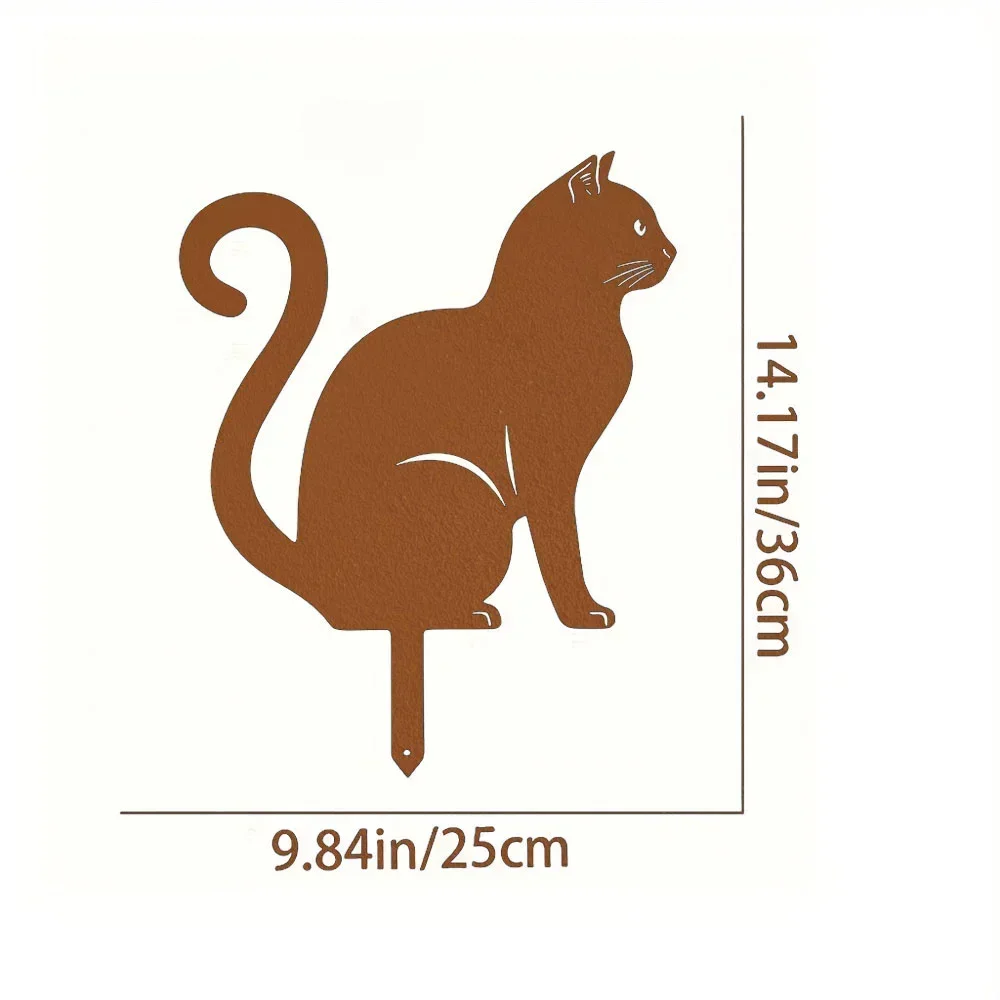 Cat Family Garden Stakes – Decorative Cute Cat Silhouette. Outdoor Statues for Yard, Garden, and Lawn. Charming Animal Decor.