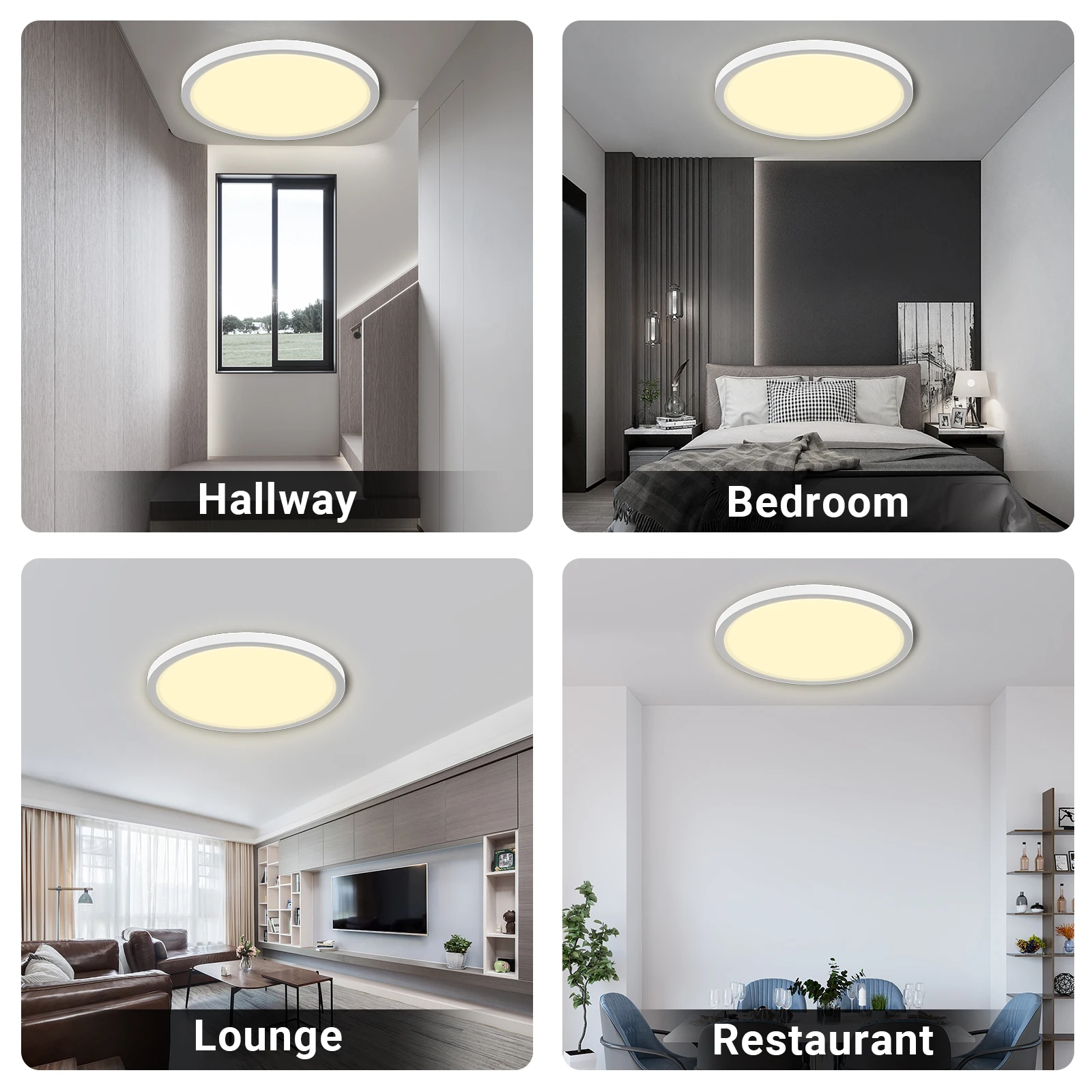 LQWELL®Plafonnier LED Rond et pio, Imperméable IP44, Lampe Moderne Simple pour Salon et Bureau, 18W, 1600LM