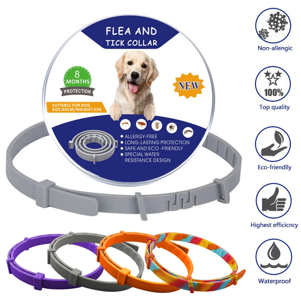 8 Month Protection Flea & Tick Collar Silicone Insect Prevention Dog Collar Wear Resistant Adjustable Cat Necklace Corgi