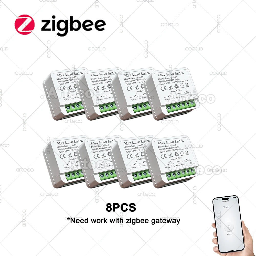 Zigbee 3.0 Mini Smart Switch 16A 2-Wege-Steuerung Relais-Schalter Hausautomation DIY-Modul Lichtschalter Benötigt Gateway-Unterstützung Z2M
