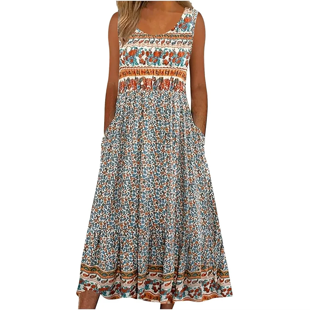 Europe and the United States 2024 spring/summer new print sleeveless pullover dress women's casual dress - Image 3