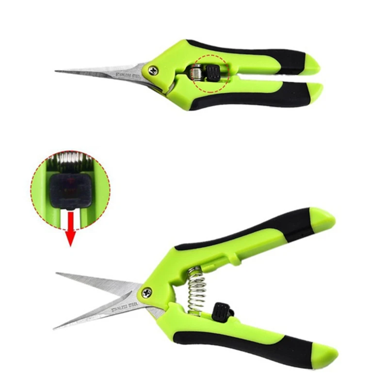 Garden Pruning Shears Stainless Steel Plants Fruit Grape Picking Scissors Horticulture Leaf Trimmer Straight Elbow Pruning Tools