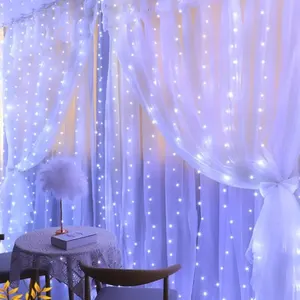 RGB 3x1m Curtain Led Light Christmas Decoration Holiday Home Room Wedding Fairy Garland Lamp USB Plug with Remote Control 11 Main Sales Chandelier Double Room - №5