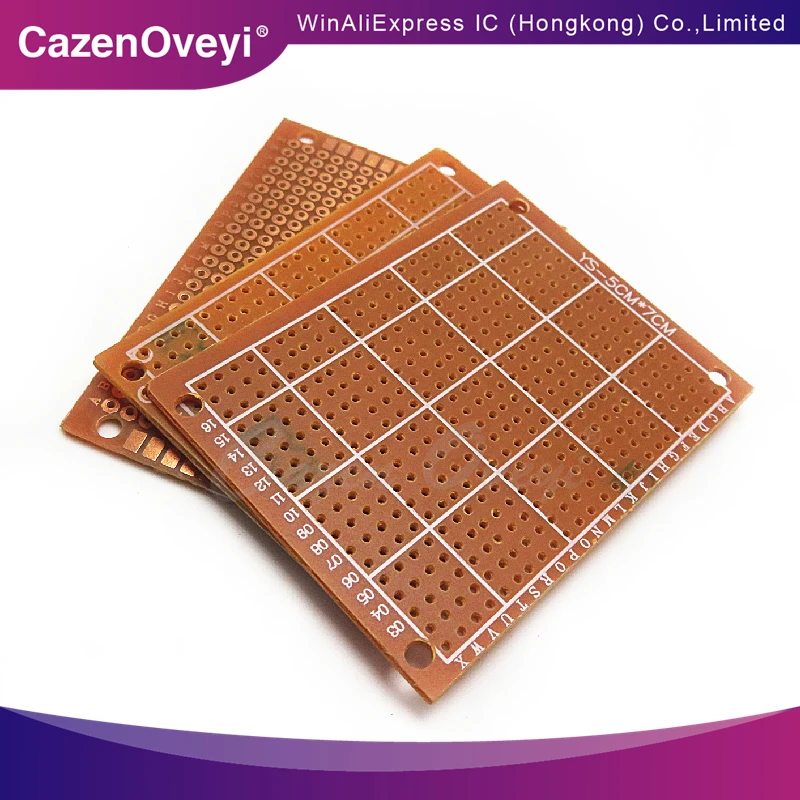 5piece Universal experimental board 5*7 5x7CM single-sided bakelite PCB circuit board yellow-brown ordinary board