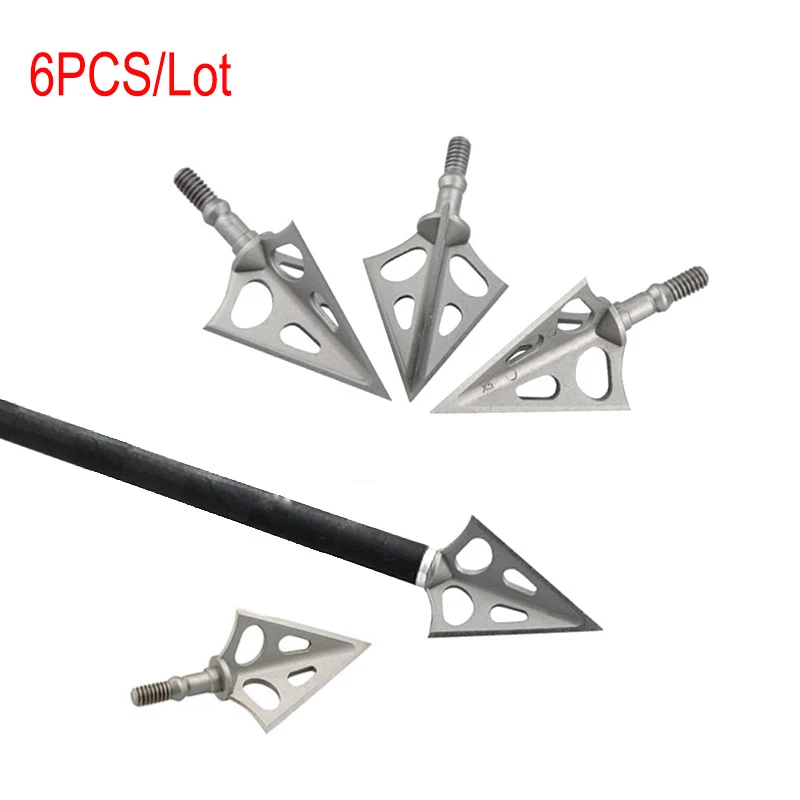 6PCS Archery Arrowheads Broadheads 3 Blade Hunting Arrow Tip Points for Crossbow Carbon Arrows Broadhead Arrow For Hunting