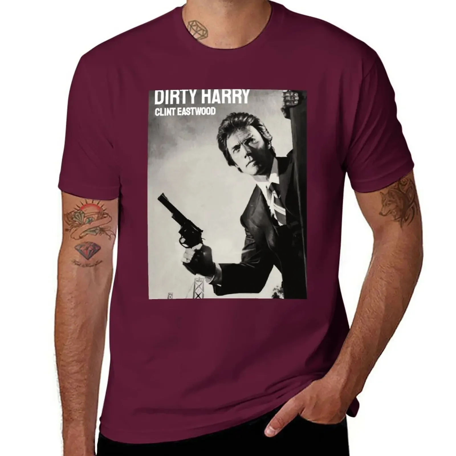 oversizeds kawaii clothes vintage clothes Short sleeve tee men Dirty  Clint Eastwood  clothing  harajuku graphic t shirts