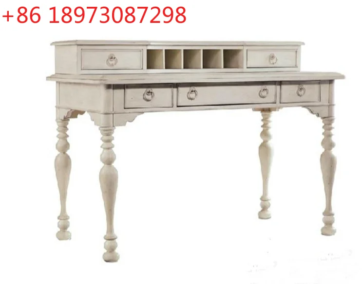 

Американский дуб, простой модный ретро-белый стол из цельного дерева, учебный стол