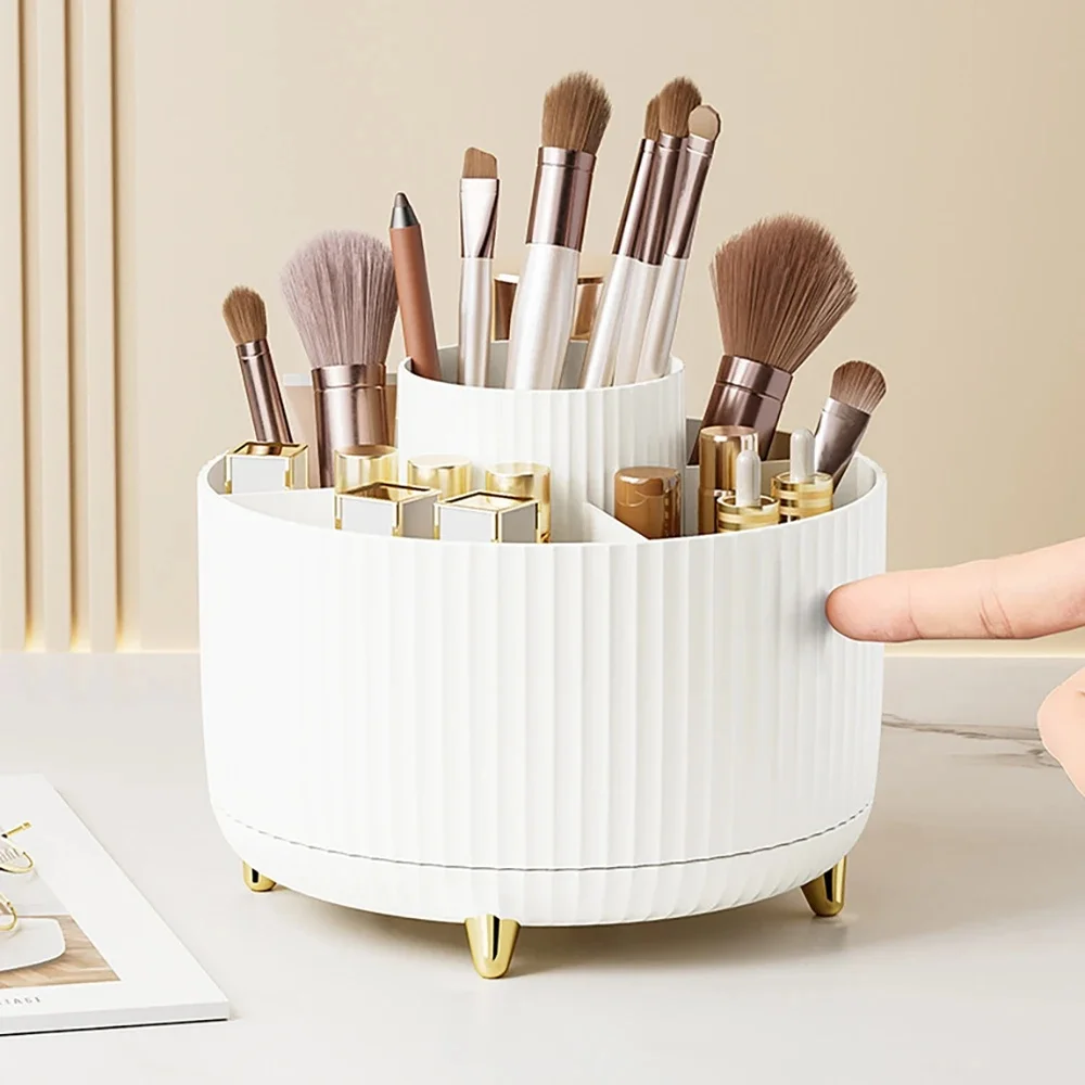 

1Pc 360° Rotating Desktop Storage Box Rotatable Pencil Holder Large Capacity Makeup Brush Bucket School Office Stationery